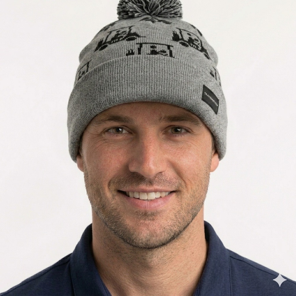 Travis Mathew Mapes Beanie Mens OS Grey Golf Cart Pom Knit Hat 1MAB274 **NEW**